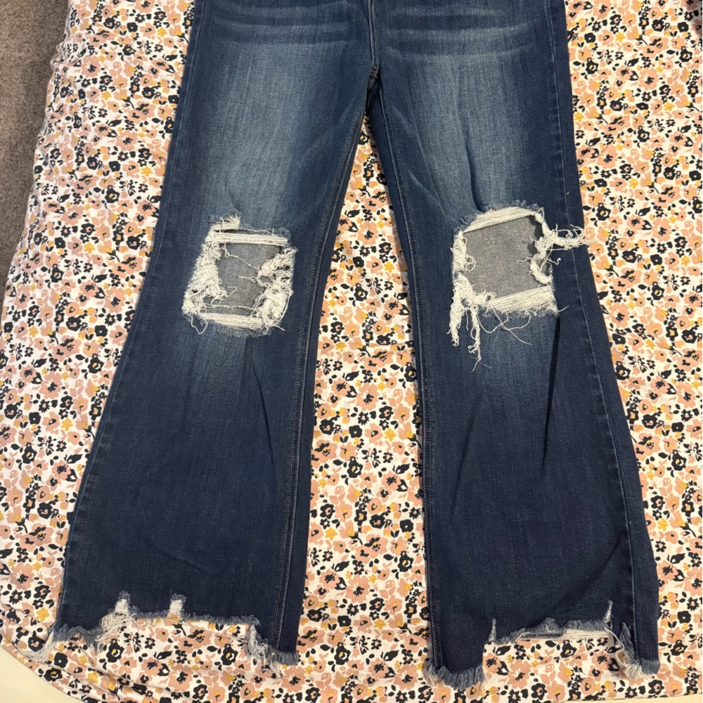 Risen Cropped Distressed Blue Women's Jeans